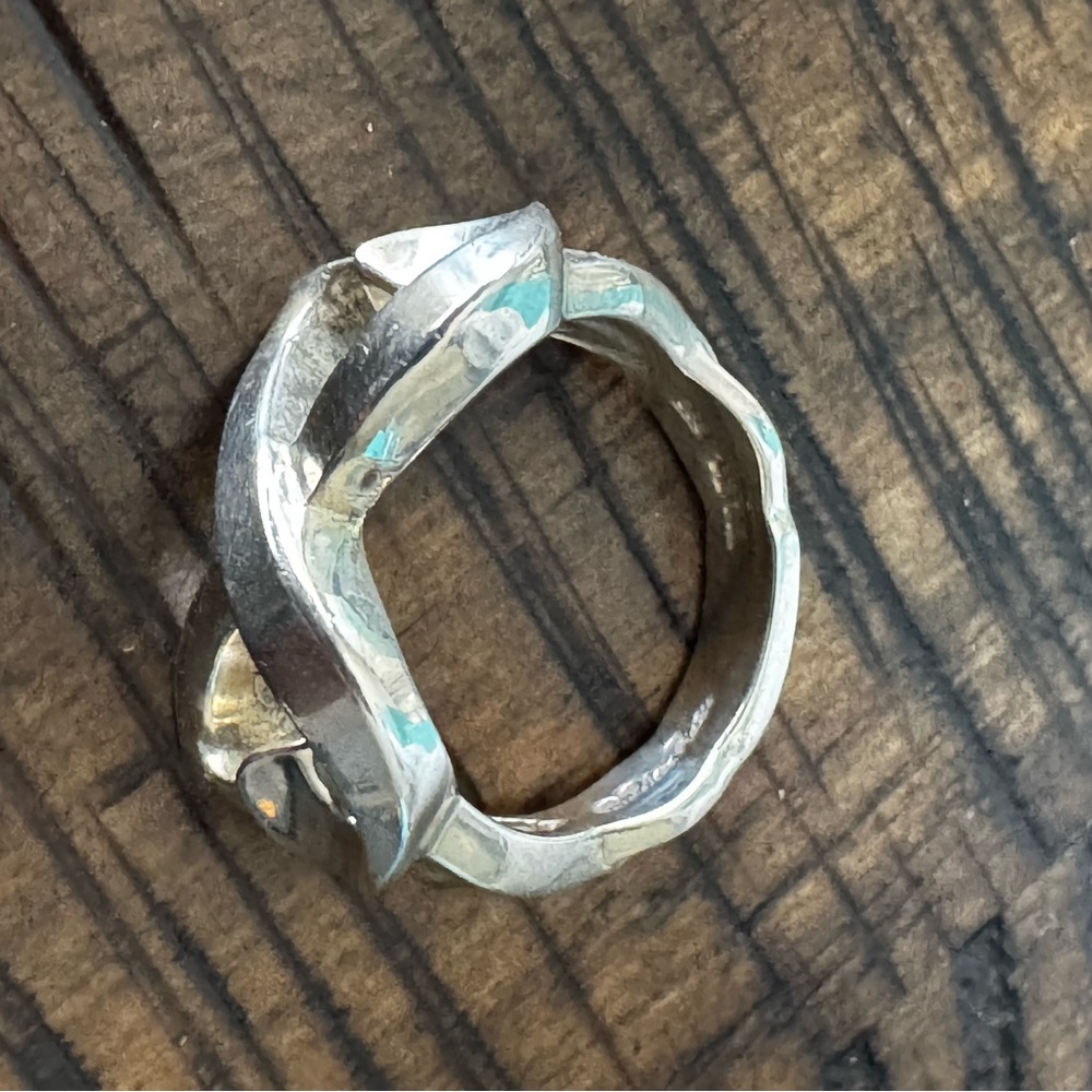 Paloma Picasso by Tiffany & Co Sterling Silver Double Heart Ring sz5 - Picture 7 of 14